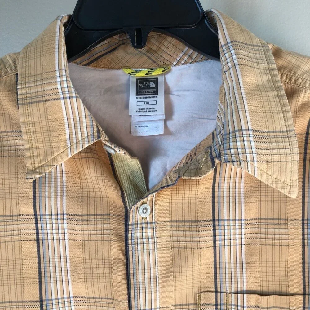 The North Face A5 Series 100% Cotton Long Sleeve Button Front Brown Shirt Sz L